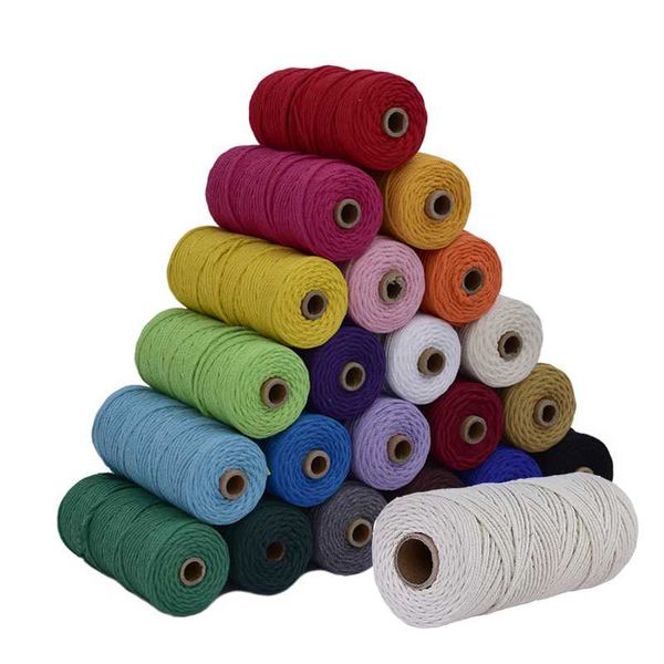 

5pcs cotton cord 3mm macrame string diy twisted craft macrame wall hanging home textile decorative 110yards/pc, Black;white