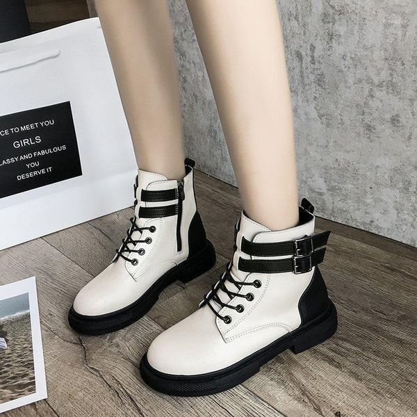 

boots women's british style 2020 new net red handsome side zipper boots women's short low heel leather women1, Black