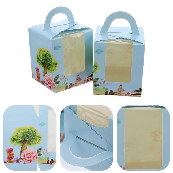 

25pcs portable cake boxes paper cupcake packing box with tray and window