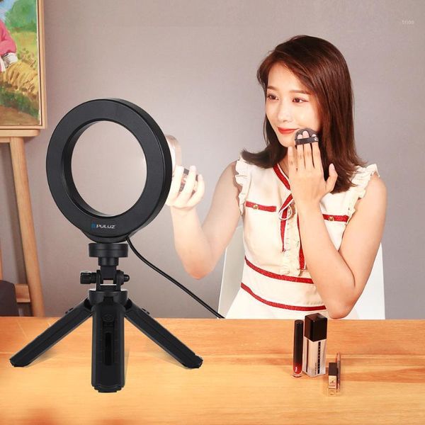

flash heads 4.7"/6.2" selfie led ring light for youtube makeup video usb plug with desk tripod stand 360-degree rotatable ball hea