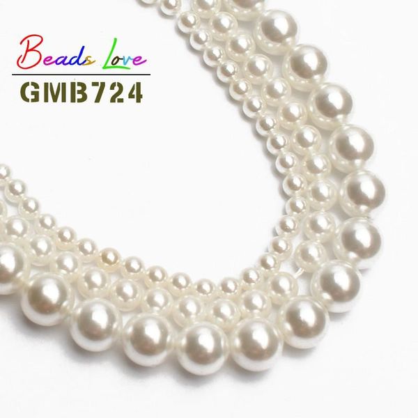 

wholesale natural white shell pearl round loose beads for jewelry making choker making diy bracelet jewellery 2/3/4/6/8/mm 15'' bb