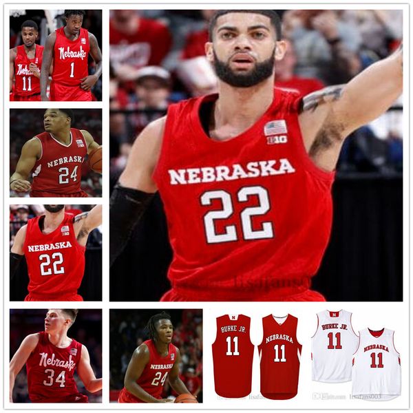 

custom nebraska cornhuskers basketball jersey ncaa college 11 dachon burke jr.3 cam mack 22 haanif cheatham 23 jervay green 1 kevin cross, Black