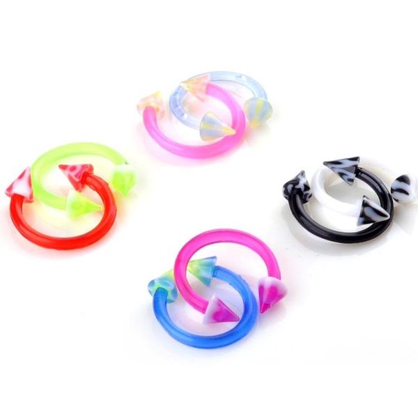 

50pcs plastic cone circular barbell nostril nose ring piercing horseshoe rings nose lip eyebrow ear piercings body jewelry q sqcsgb, Silver