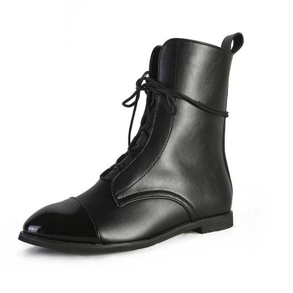 

boots 43 big size pointed toe shoes women flat ankle autumn 2021 female solid color for casual, Black