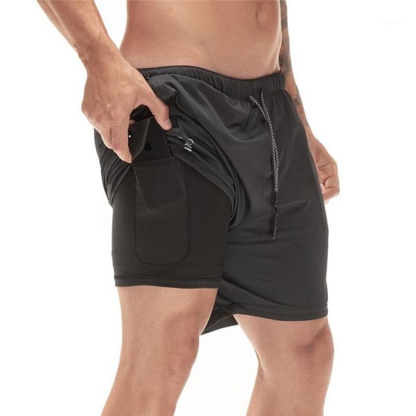 

men's shorts double-layer for men summer fast dry breathable running sports training fitness camouflage1, White;black