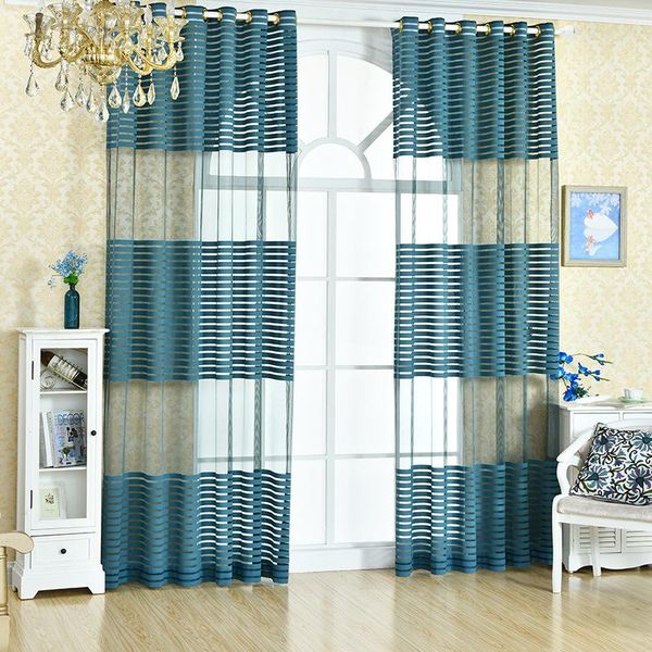 

curtain & drapes fashion screens high-grade fabric transverse stripe simple curtains custom tulle for living room bedroom xy-23