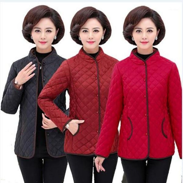 

coat women plaid small coat autumn and winter middle-aged mother loaded cotton casual short cotton jacket outwear female1, Tan;black