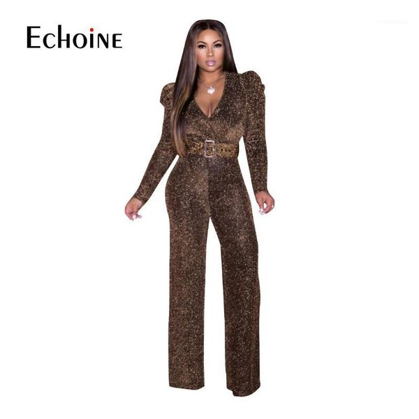 

autumn winter high stretch nylon shiny gold silk jumpsuit women new v neck long sleeve romper wide leg pants party overalls1, Black;white