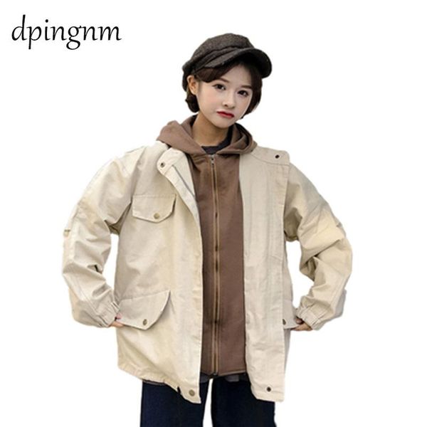 

new arrived jacket women winter patchwork windbreaker long sleeve oversize zipper overcoat outerwear#ghc, Black;brown