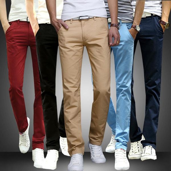 

men's pants mens straight skinny casual stretch slim fit solid track sweat trousers spring autumn clothing, Black