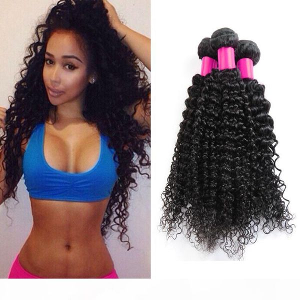 

7a peruvian kinky curly hairbrazilian indian virgin hair kinky curly extensions weaves grade 3 4pcs unprocessed human hair bundles, Black