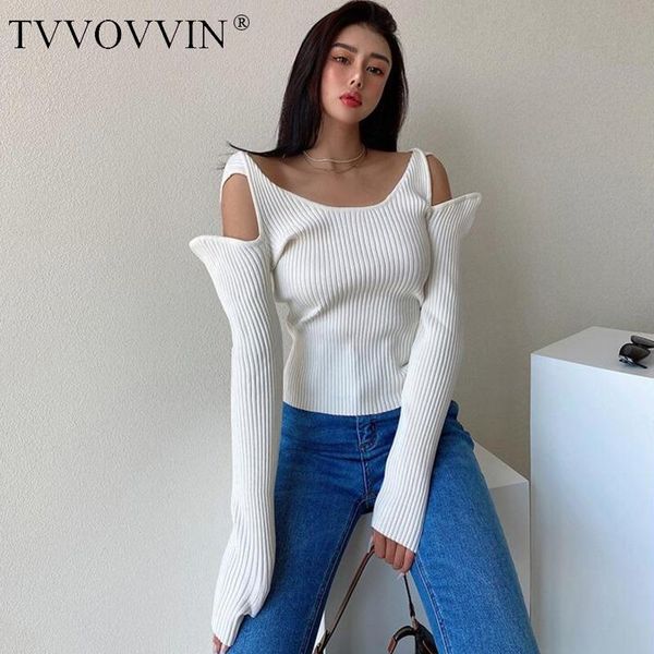 

tvvovvin american off shoulder long sleeve for women's autumn winter solid color threaded thin outerwear sweater ry0i, White;black