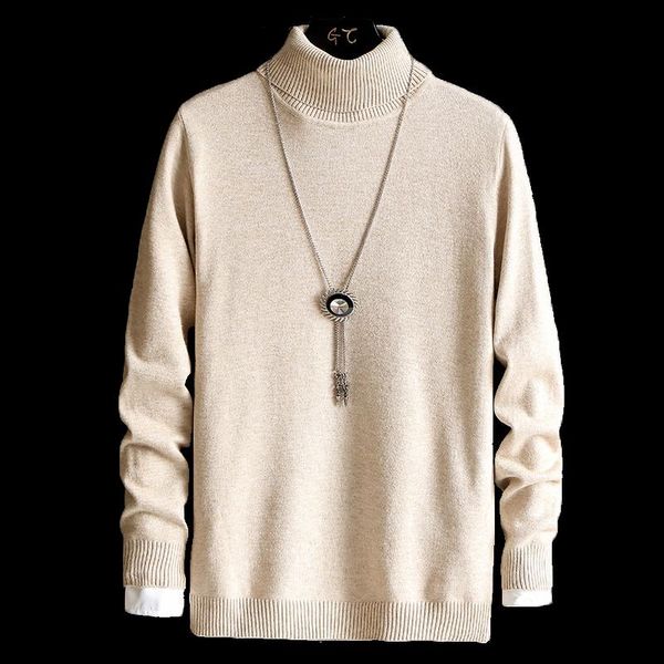 

men's sweaters 2021 autumn and winter sweater arrival cotton pullover anime striped japanese clothing solid color crochet mock neck, White;black