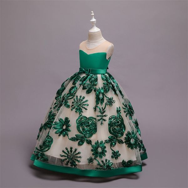 

children party vestidos 3d flower girls dresses for 1-10 years party baby girls clothes elgent sleeveless princess wedding dress t200709, Red;yellow