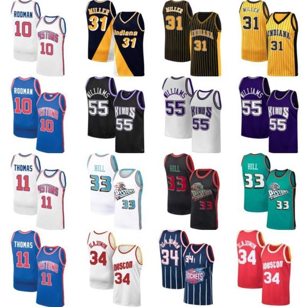 

ncaa detroit piston 33 grant isiah hill thomas jerseys dennis derrick rodman jerseys rose jason reggie williams miller jerseys, Black