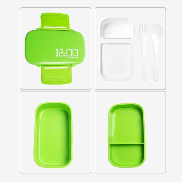 

1410ml double layer kids lunch box plastic creative lunch time boxes bento microwave food container with fork and spoon wmtyzl
