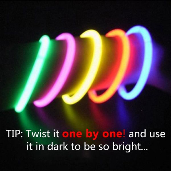 

100 шт партия флуоресцентный свет glow sticks браслеты ожерелья неон для свадеб светящиеся палочки яркие красочные светящиеся палочки кпт jl