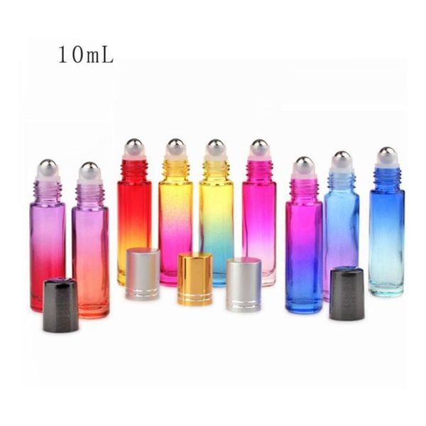 

10ml glass roll on bottles gradient color roller bottles with stainless steel balls roll-on bottle perfect fo wmtrxr hx_pack