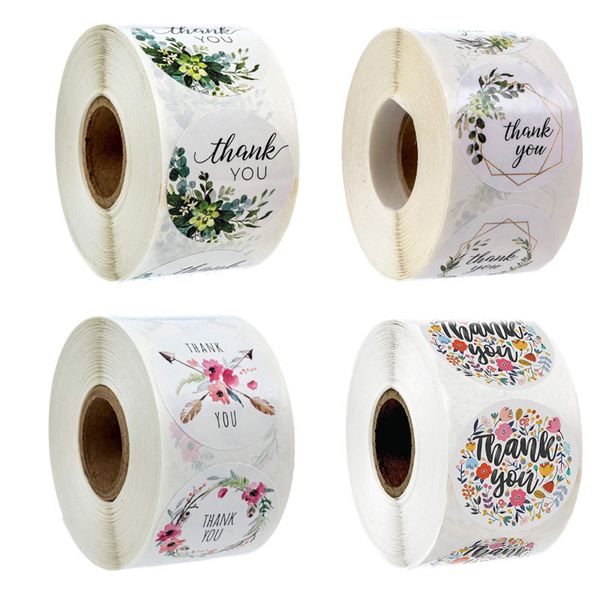 

500pcs 1inch thank you envelope sticker seal label flower color round for wedding party scrapbook gift