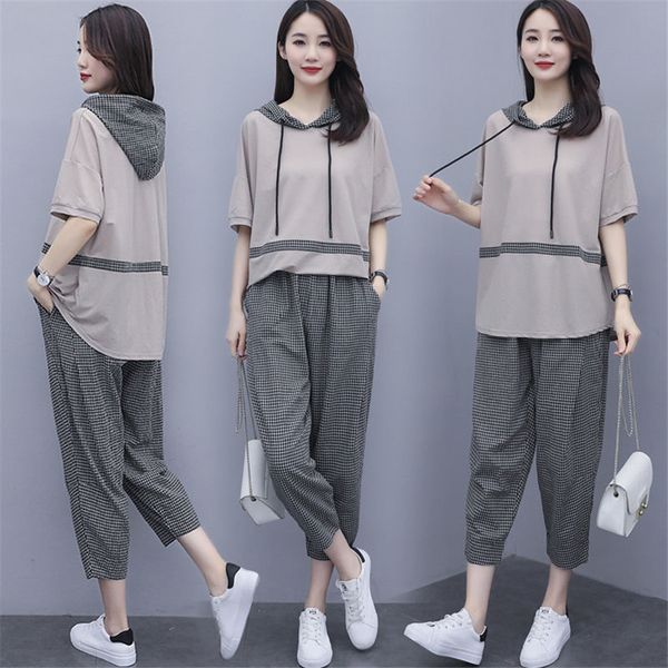 Tracksuits Mulheres Conjunto de verão Cetim Cetim Calças 2 Duas peças Roupas Elegant Senhoras Escritório Desgaste Feminino Feminino Ternos Tuitsuits T200825