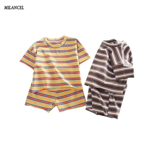 

milancel summer boys clothing set striped shorts 2 pcs infant girls set casual boys clothes y200325, White