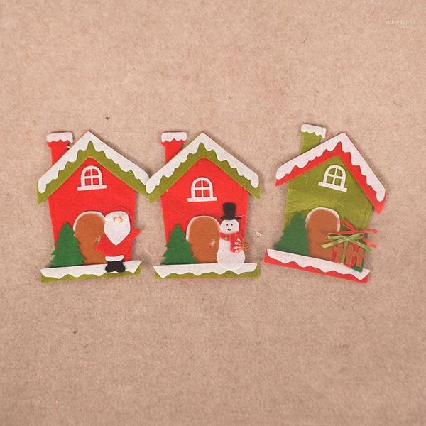

christmas decorations 1pcs mini house type knife spoon and fork cover tableware set cutlery holder for the table home year1