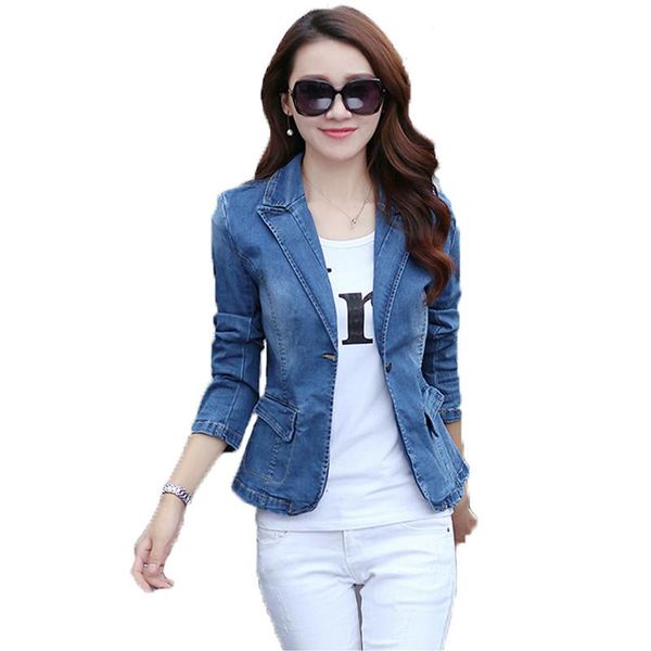 

women's jackets 2021 office lady denim outwear spring jeans coat slim women fashion female plus size s-3xl, Black;brown