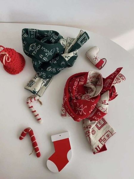 

jacquard house children's parent child ins christmas scarf, Red;brown