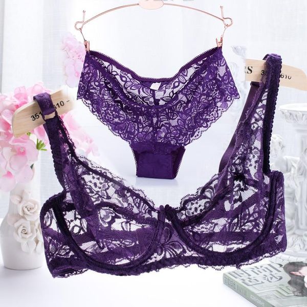 

2020 hollow lingerie bra set women underwear push up bra mesh bralette erotic lingerie ultrathin vintage lace set1, Red;black