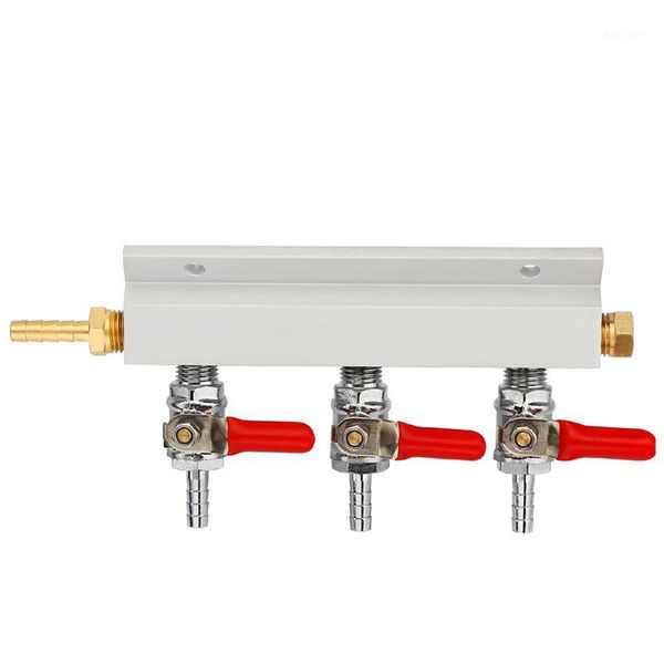 

3 way co2 gas distribution block manifold with 7mm hose barbs home brewing draft beer dispenser keg1