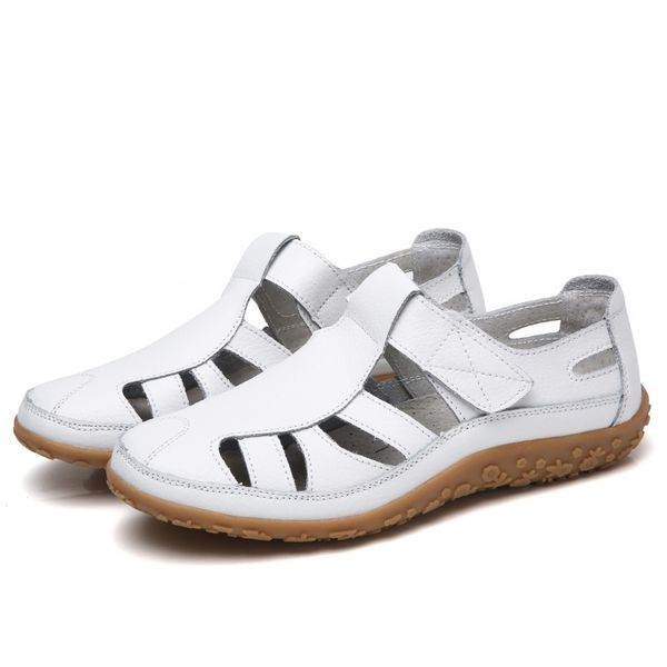 

women gladiator sandals split leather summer shoes woman hollow out flat sandals ladies casual soft bottom female beach sandal y200323, Black