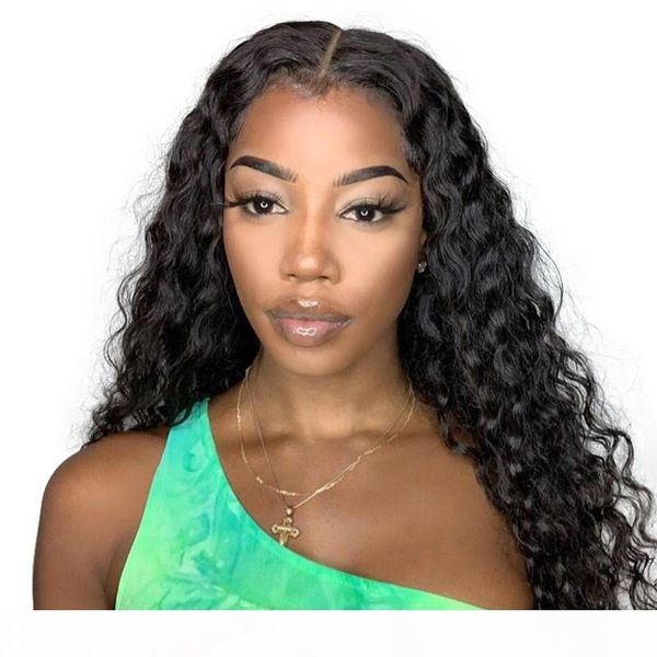 

malaysian deep wave lace front wigs with baby hair 130% density human hair wigs pre plucked for women, Black;brown