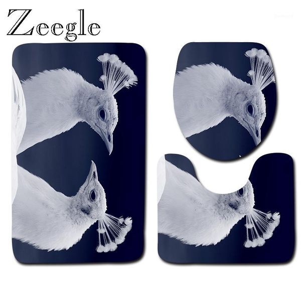 

zeegle printed peacock bathroom bath mat set bathroom floor mats anti slip carpet microfiber bath mat rugs toilet u type rug1