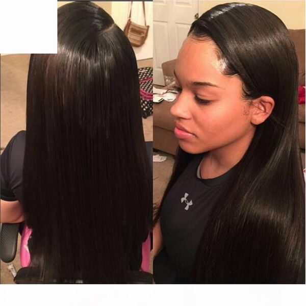 

glueless full lace wigs silk straight brazilian virgin hair full lace front human hair wigs long straight for black women lace front wigs, Black;brown