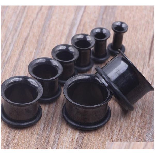 

100pcs/lot mix 3-14mm stainless steel black single flare ear tunnel body jewelry ear plug jllich carshop2006, Silver