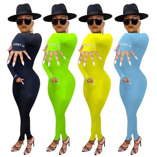 

2020 women onesies new autumn and winter striped slim long sleeve jumpsuit embroidery tight jumpsuits rompers sale, Black;white