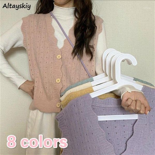 

sleeveless sweaters women candy color ulzzang fashion popular hollow out design ladies cropped cardigan vintage womens knitwear1, White