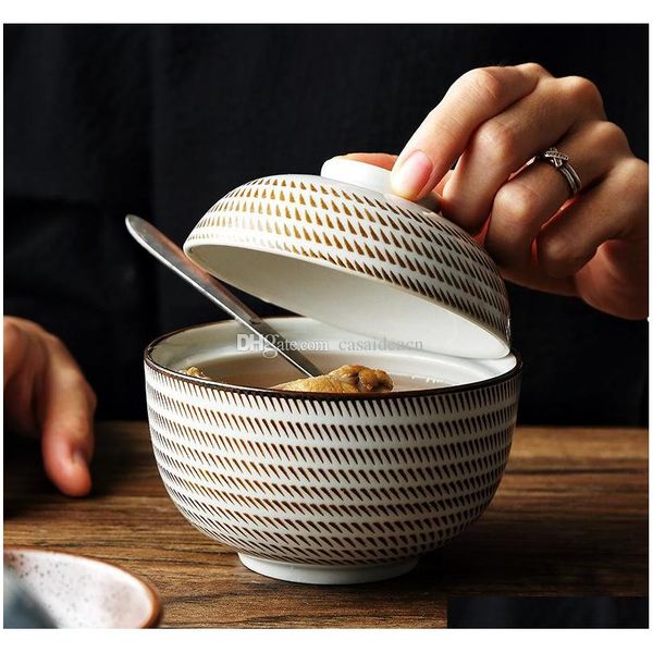 

zen spirit japanese bowl with lid for rice noodle soup vintage underglaze handmade ceramic bowls stew tureen sqccxz ppshop01
