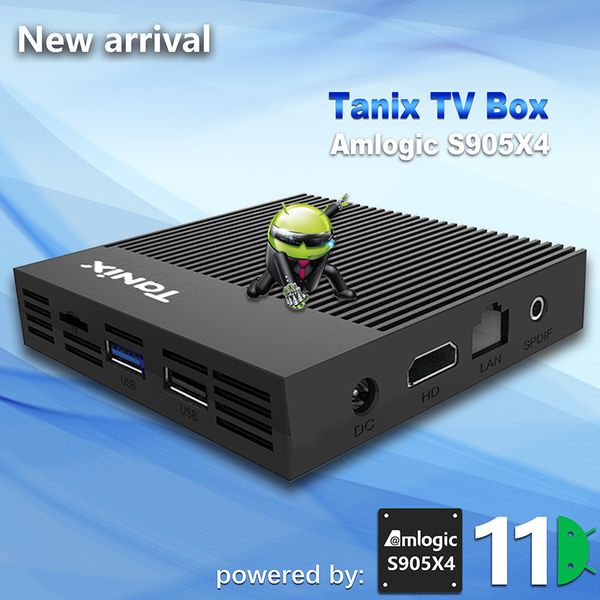 Caixa de TV TANIX X4 8K Amlogic S905X4 Android 11.0 Quad Core 4GB 32GB Dual WiFi Bluetooth Media Player
