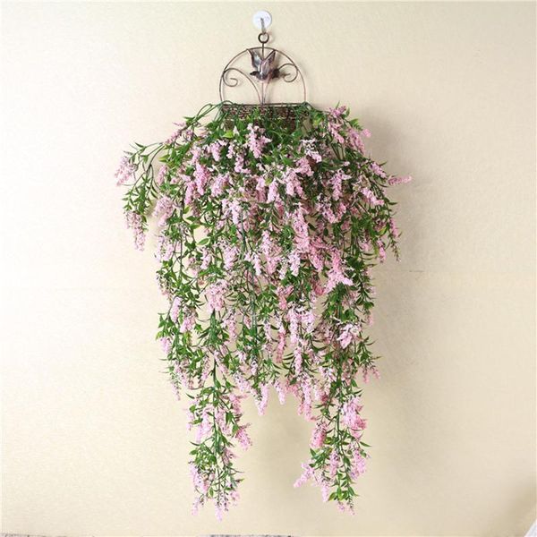 

decorative flowers & wreaths 5 colors artificial flower lavender wall hanging fake vine diy wedding living room bunch decor basket rattan 80