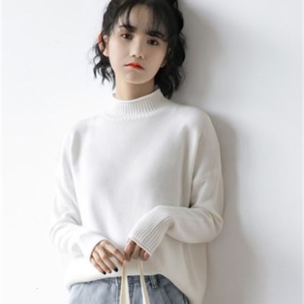 

autumn 2021 and new black half woman's turtleneck thick winter joker bottom shirt loose mesh hbvt, White;black