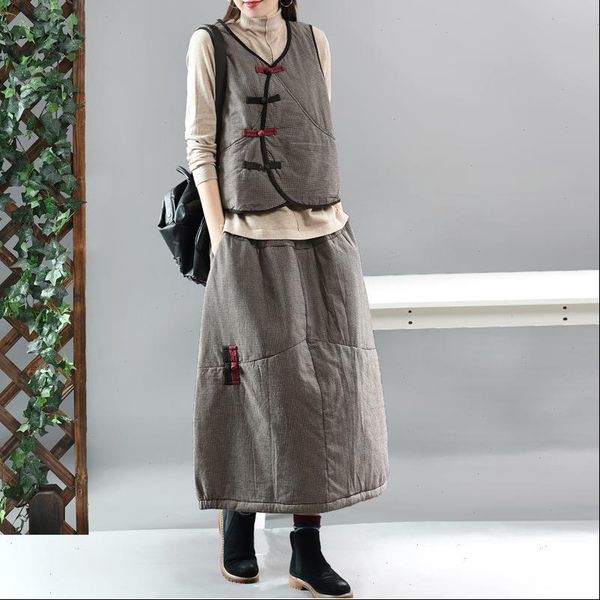 

winter skirt women retro loose padded warm casual skirt 2019 new ladies elastic waist plaid thicker all match skirt, Black