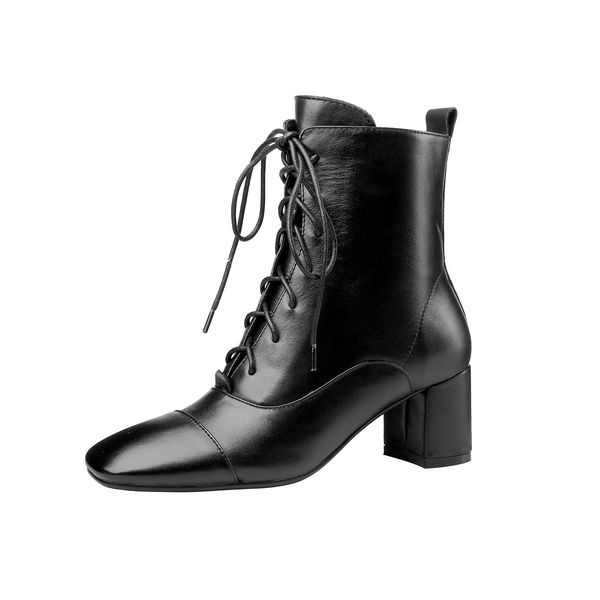 

natural outdoors 2021 vamp boots sheep insole + sheepskin lining size square-headed pig skin kl72, Black