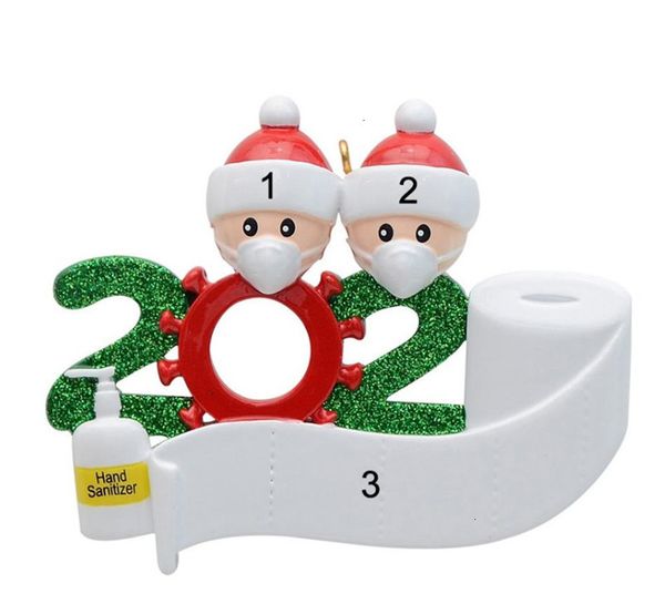 

factorydjpz2020 gift personalized decoration product christmas quarantine ornaments family of 4 ornament with face masks hand sanit