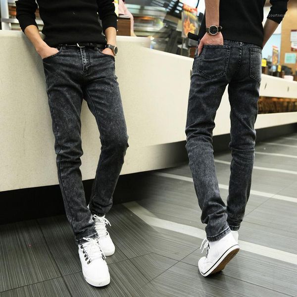 

spring autumn 2020 fashion grey/blue denim thin elastic jeans men trousers feet pants harem pants men's skinny jeans hombre1