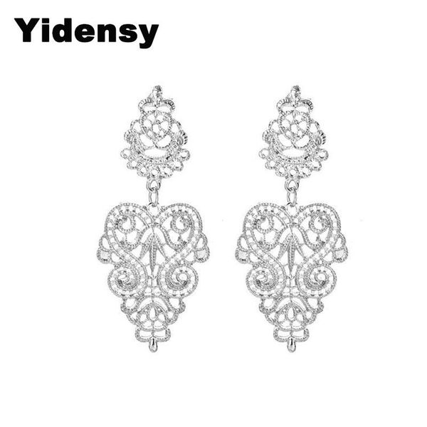 

dangle & chandelier yidensy fashion flower filigree lace earring metal gold silver hollow drop earrings fit women party wedding bridal jewel