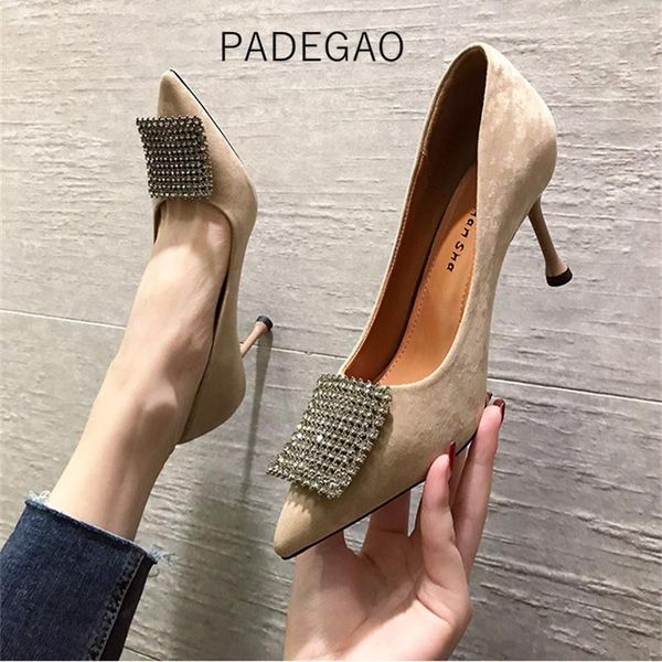 

dress shoes womens 2021 high heels elegant crystal party pumps korean women, Black