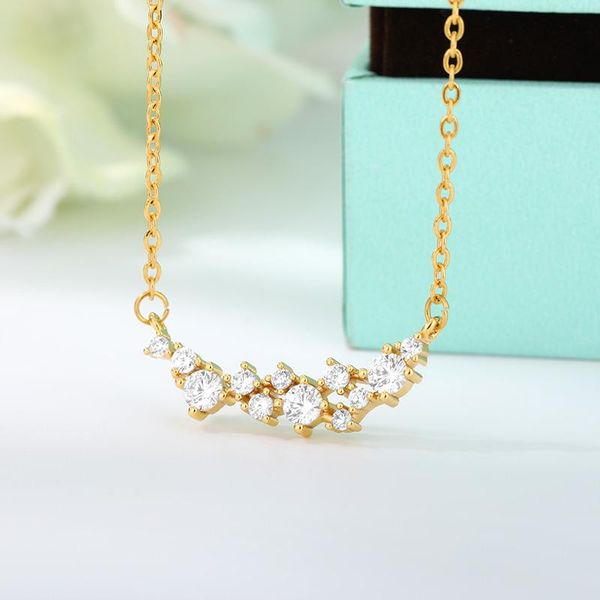 

jewelry 2020 harajuku crystal necklaces for women girls stainless steel neck chains choker zircon pendant gifts for the new year, Golden;silver