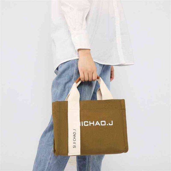 

shopping bags ladies new messenger canvas simple large capacity tote shoulder green handbags women designer 220307