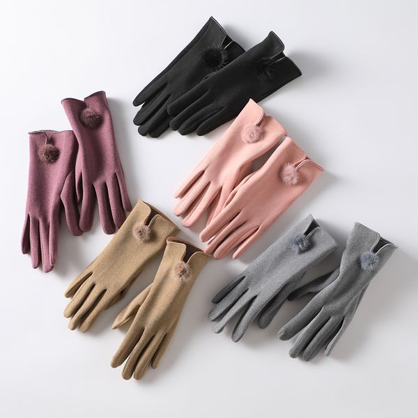 

20 full finger suede thermal gloves for women